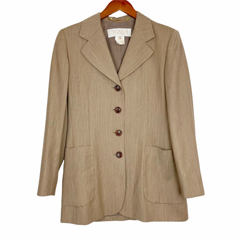 ESCADA Tan Beige Wool 2 Piece Suit Women's Size 38 - Picture 2 of 14